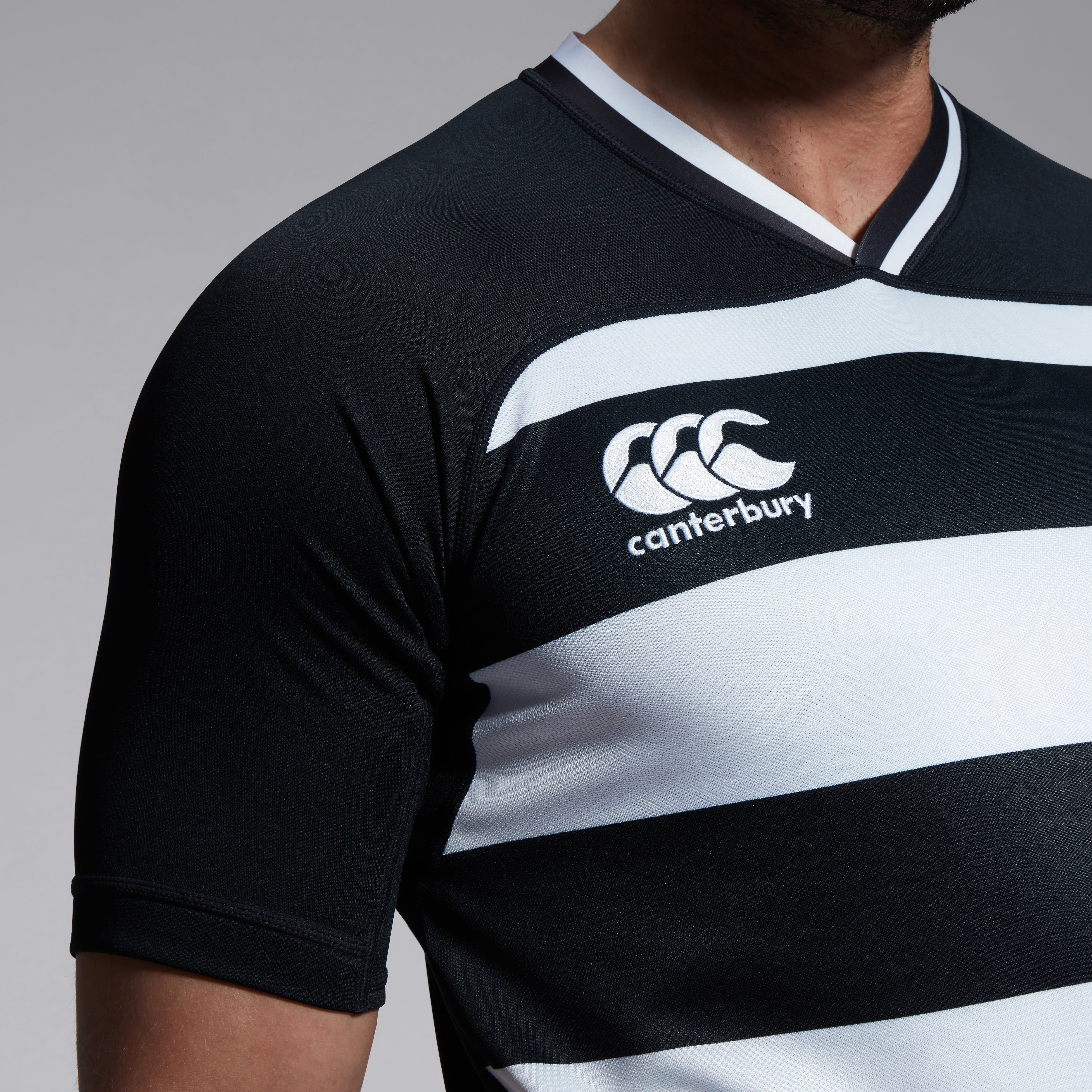 Mens Vapodri Evader Hooped Jersey Black | Black | Canterbury