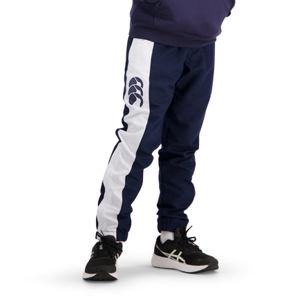Kids Taper Leg Stripe Cuffed Trackpant Navy