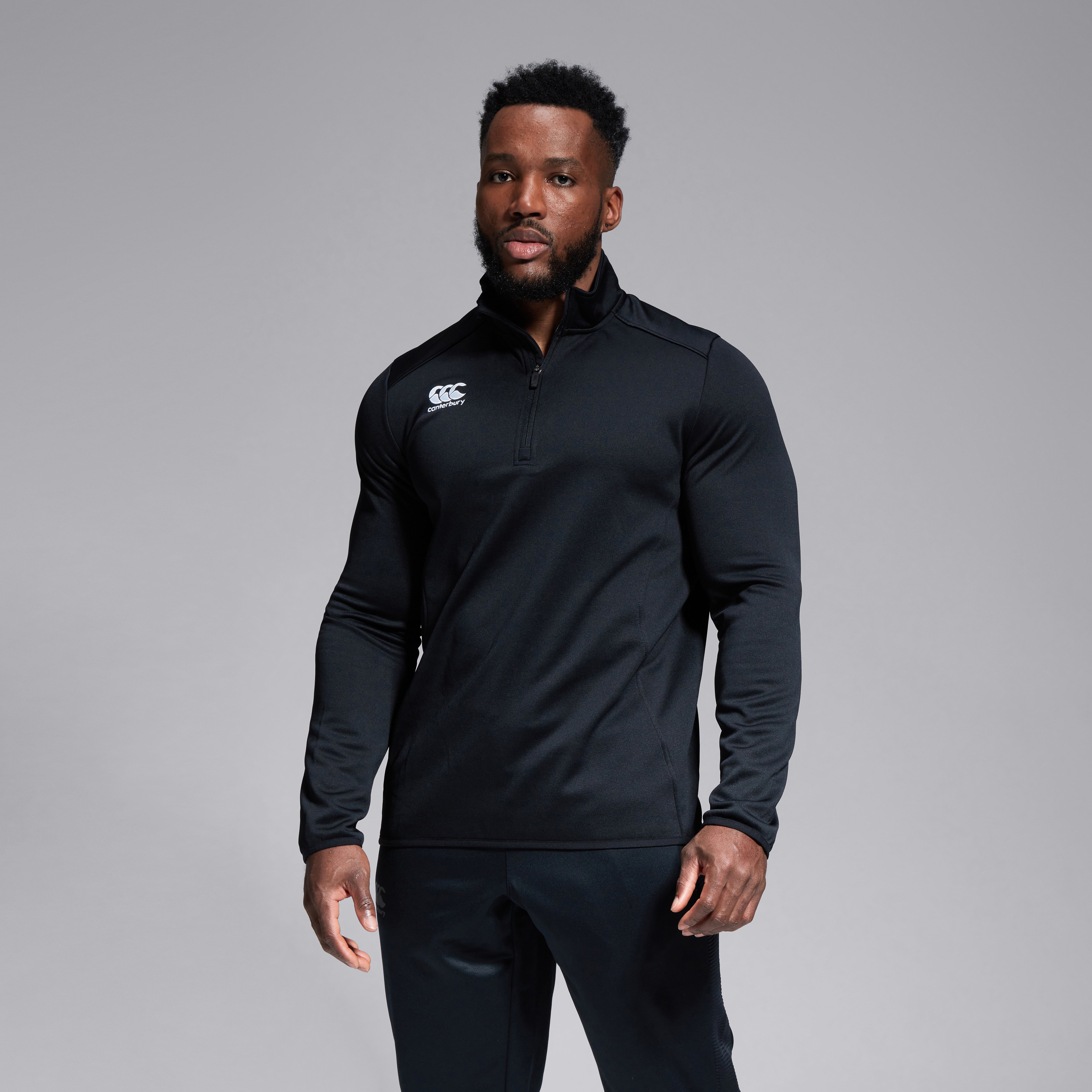 Mens Club 1/4 Zip Mid Layer Training Top Black | Black | Canterbury