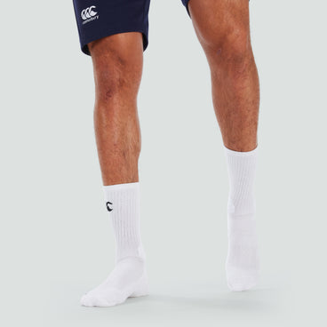 Mens Mid Calf Grip Sock White