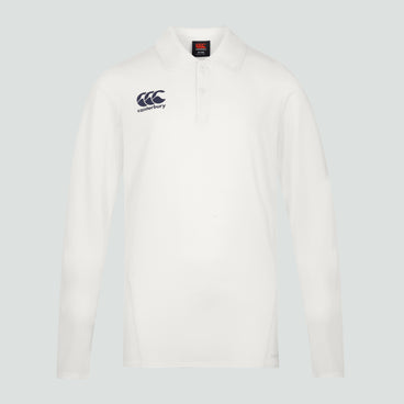 Mens Cricket Long Sleeved Polo Shirt Cream