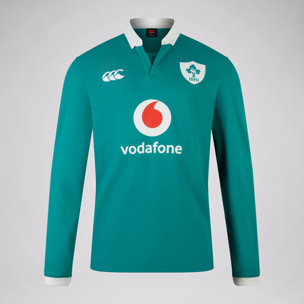 Mens Ireland Home Long Sleeved Classic Polo Shirt Green/White