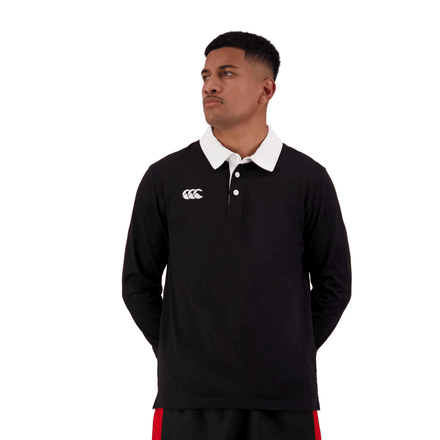 Mens Solid Dye Long Sleeve Rugby Black