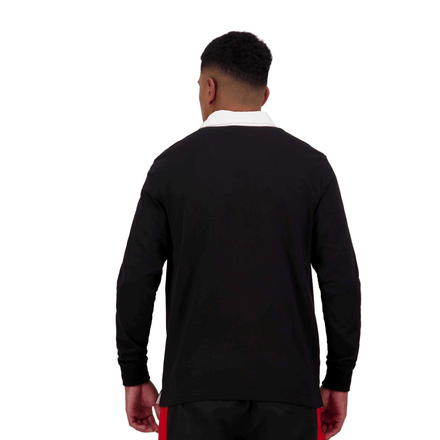 Mens Solid Dye Long Sleeve Rugby Black