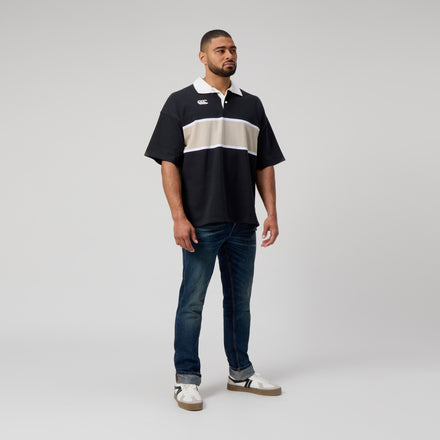Mens Yarn Dye Rugby Black