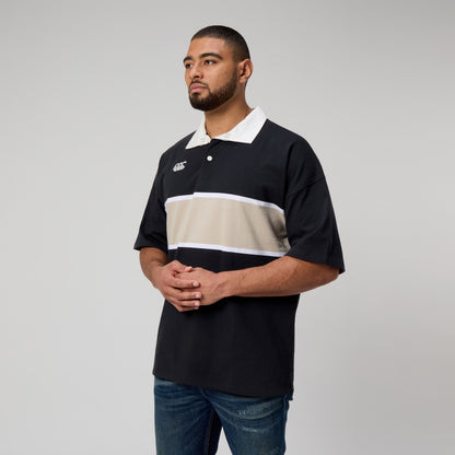 Mens Yarn Dye Rugby Black