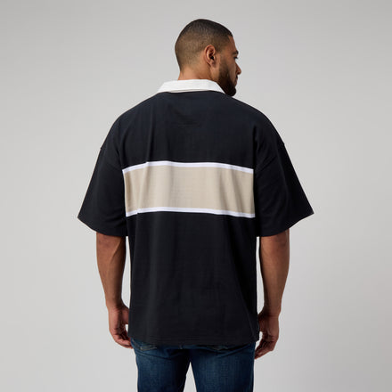 Mens Yarn Dye Rugby Black