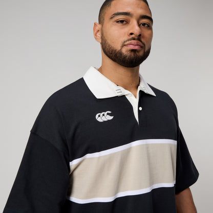 Mens Yarn Dye Rugby Black