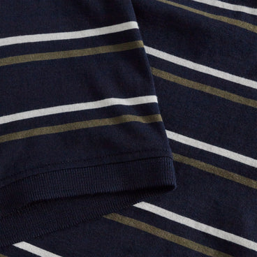 Mens Yarn Dye Stripe Polo Shirt Navy