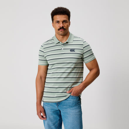 Mens Fundamentals Stripe Polo Green