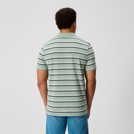Mens Fundamentals Stripe Polo Green