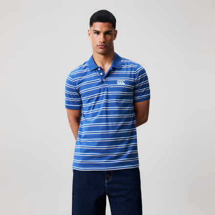 Mens Yarn Dye Stripe Polo Shirt Black