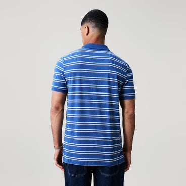 Mens Yarn Dye Stripe Polo Shirt Black