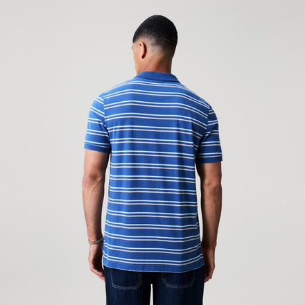 Mens Yarn Dye Stripe Polo Shirt Black