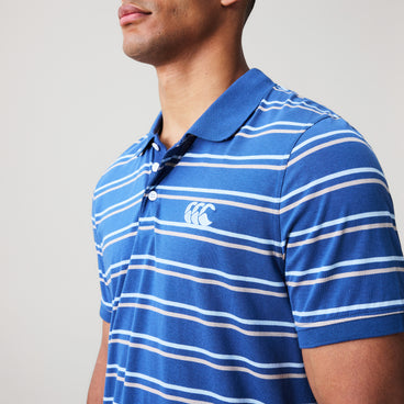 Mens Yarn Dye Stripe Polo Shirt Black