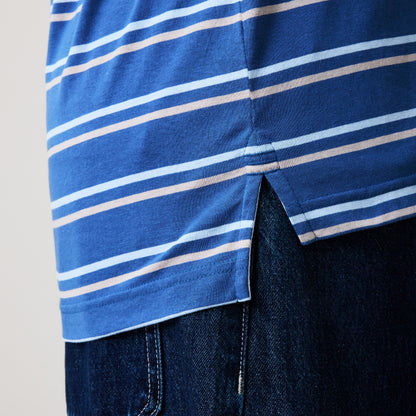 Mens Yarn Dye Stripe Polo Shirt Black