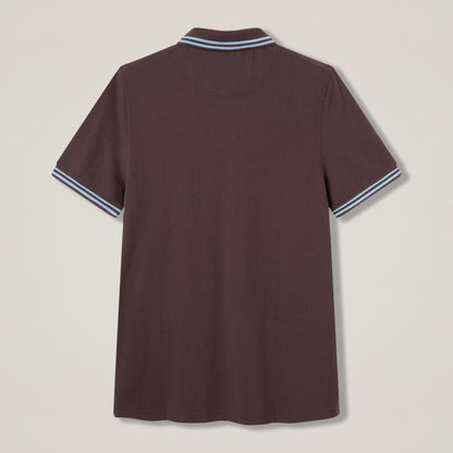 Mens Solid Pique Polo Brown