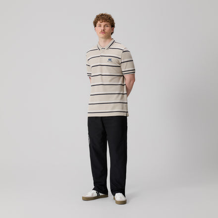 Mens Multi Stripe Polo Beige