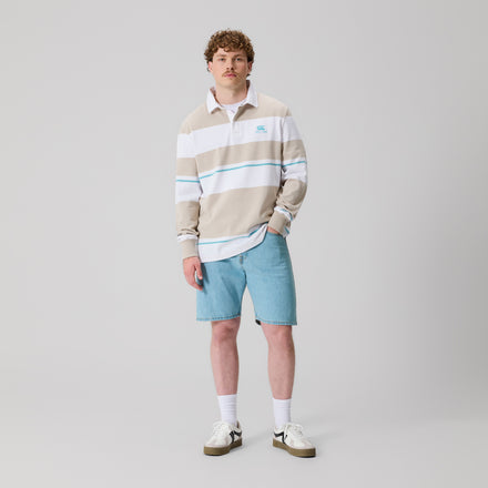 Mens Multi Stripe Rugby Jersey Beige
