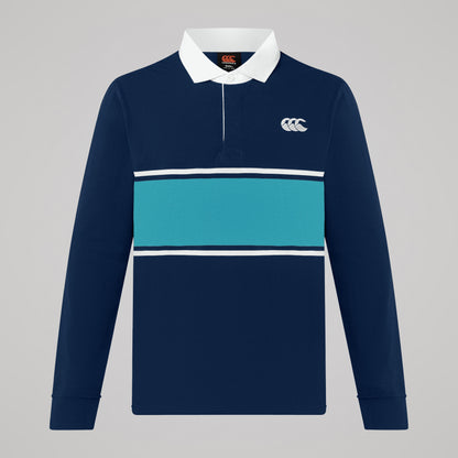 Mens Fundamentals Stripe Rugby Jersey Blue