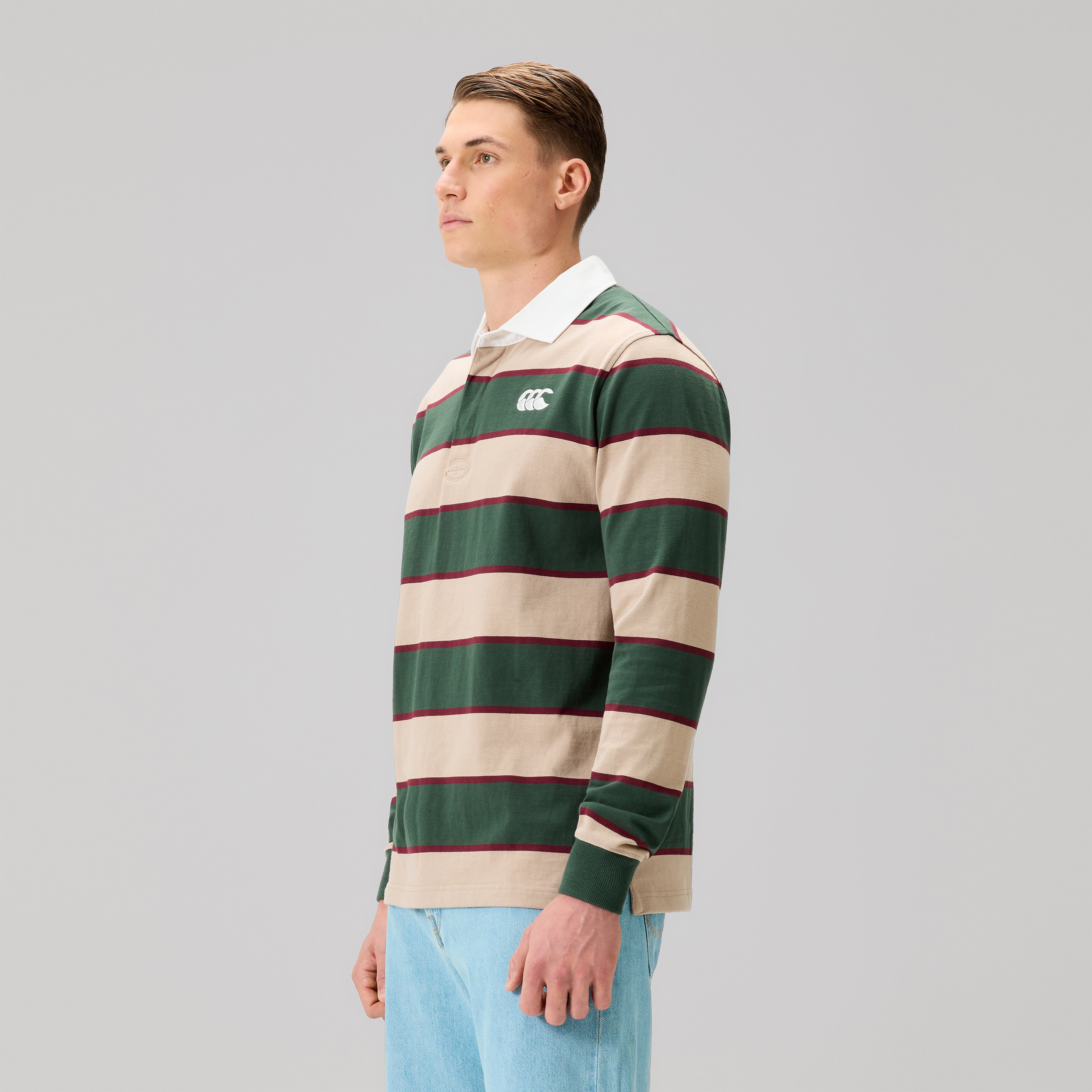 Mens Fundamentals Stripe Rugby Jersey Green | Green | Canterbury