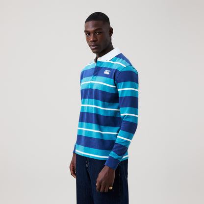 Mens Stripe Rugby Jersey Blue