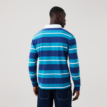 Mens Stripe Rugby Jersey Blue