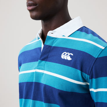 Mens Stripe Rugby Jersey Blue