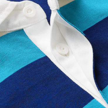 Mens Stripe Rugby Jersey Blue