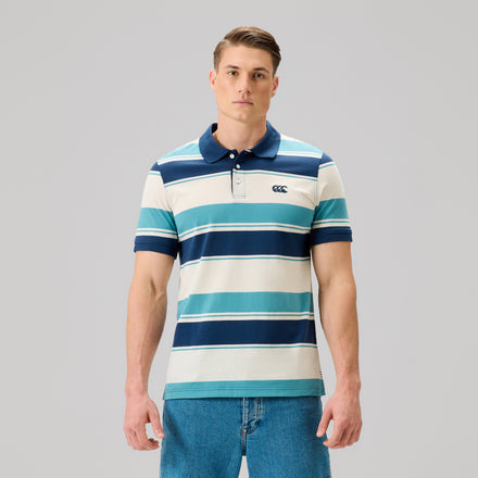 Mens Fundamentals Stripe Polo Shirt Blue