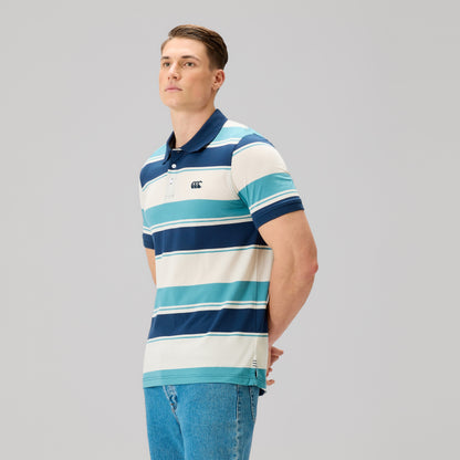 Mens Fundamentals Stripe Polo Shirt Blue