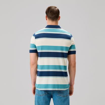 Mens Fundamentals Stripe Polo Shirt Blue