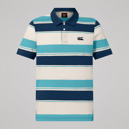 Mens Fundamentals Stripe Polo Shirt Blue