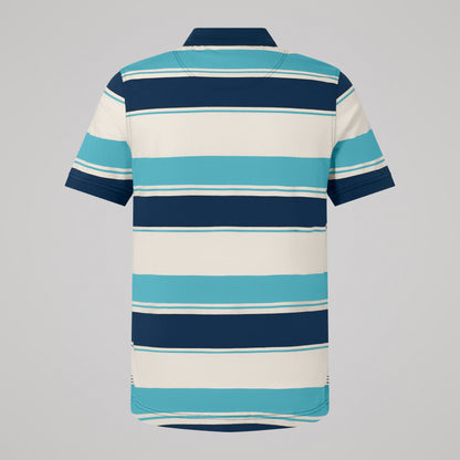 Mens Fundamentals Stripe Polo Shirt Blue