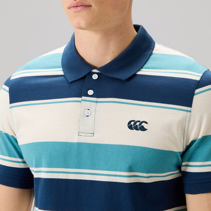 Mens Fundamentals Stripe Polo Shirt Blue