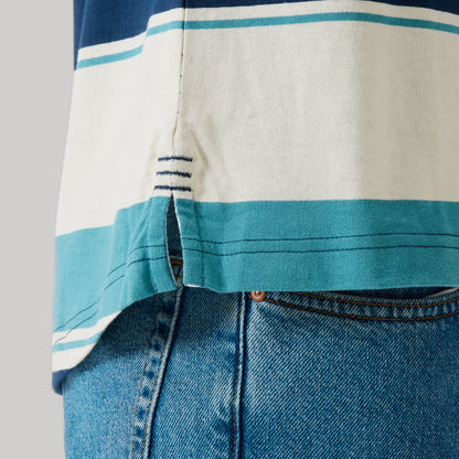 Mens Fundamentals Stripe Polo Shirt Blue
