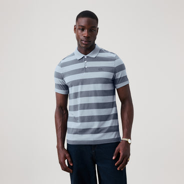 Mens Yarn Stripe Polo Shirt Assorted