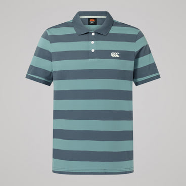 Mens Fundamentals Stripe Polo Shirt Grey