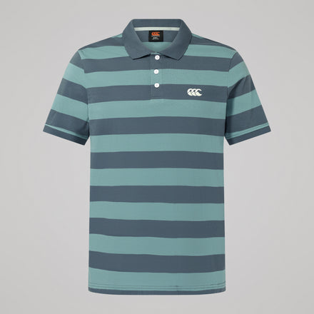 Mens Fundamentals Stripe Polo Shirt Grey
