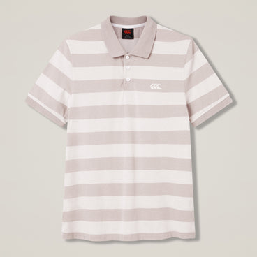 Mens Yarn Stripe Polo Grey
