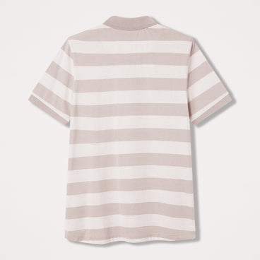 Mens Yarn Stripe Polo Grey