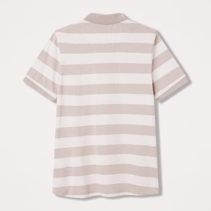 Mens Yarn Stripe Polo Grey