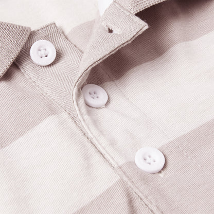 Mens Yarn Stripe Polo Grey