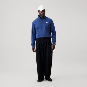 Mens Open Hem 1/4 Zip Sweatshirt Blue