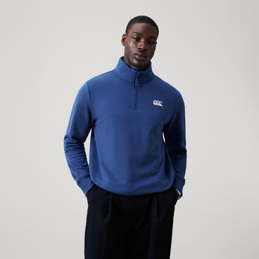 Mens Open Hem 1/4 Zip Sweatshirt Blue