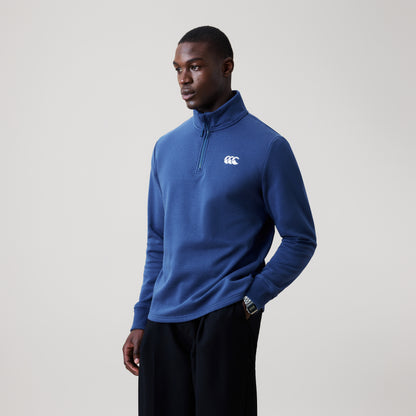 Mens Open Hem 1/4 Zip Sweatshirt Blue