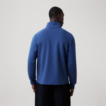 Mens Open Hem 1/4 Zip Sweatshirt Blue